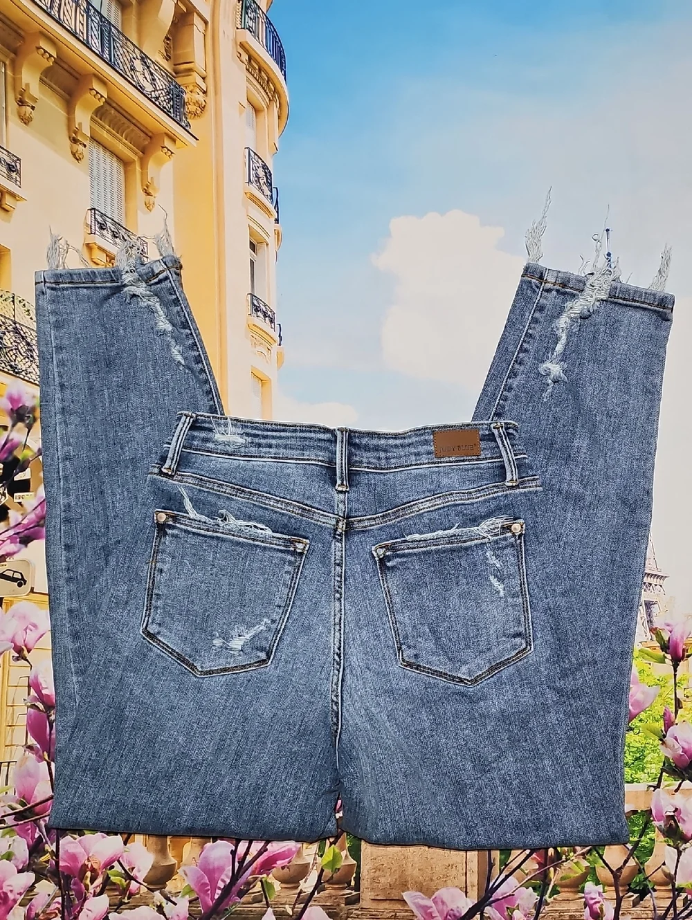 Judy Blue 5 Button Distressed High Waisted Boyfriend Jeans Size 3/26 - Picture 7 of 7